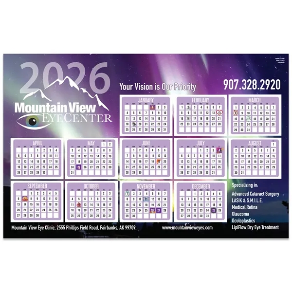 17" x 11" vinyl placemat with yearly calendar motif.... from ASI 44830 The Chest