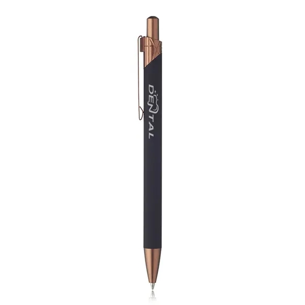 Aluminum ballpoint pen with geometric design on top barrel.... from ASI 39552 BEL Promo