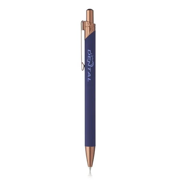 Aluminum ballpoint pen with geometric design on top barrel.... from ASI 39552 BEL Promo