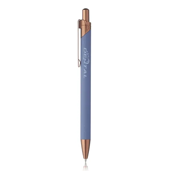 Aluminum ballpoint pen with geometric design on top barrel.... from ASI 39552 BEL Promo