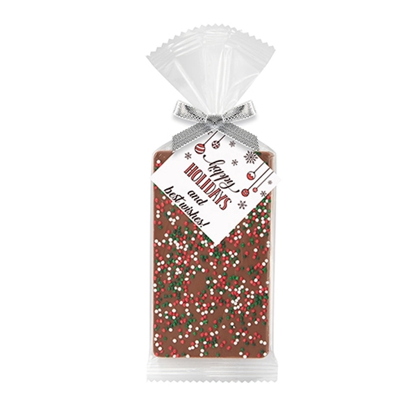 2.5" W x 6.25" H gift bag with Belgian chocolate bar... from ASI 71685 Midnite Snax®
