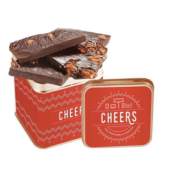 This gift tin includes 8.5 oz. of chocolate bark.... from ASI 71685 Midnite Snax®
