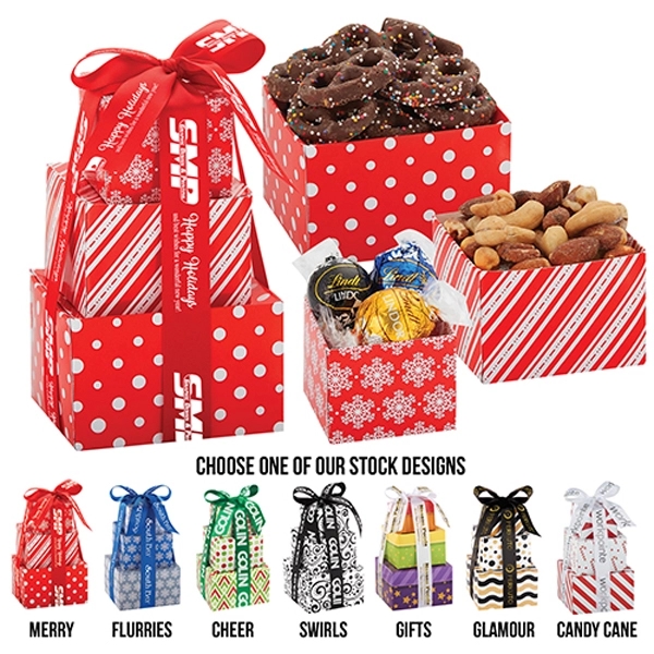Customizable tower of gourmet delights - milk chocolate covered sprinkled pretzels,... from ASI 71685 Midnite Snax®