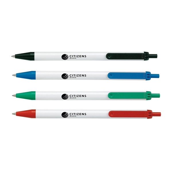 Retractable action pen, white barrel with color trim black ink medium... from ASI 83770 Royal Industries / The Royal Line