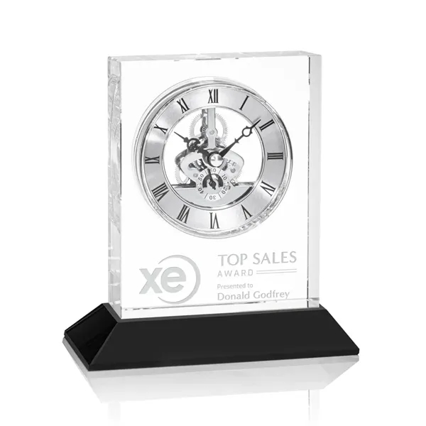 The exquisite optical crystal Ashland Clock on Base features a captivating... from ASI 84592 St Regis Group / St Regis