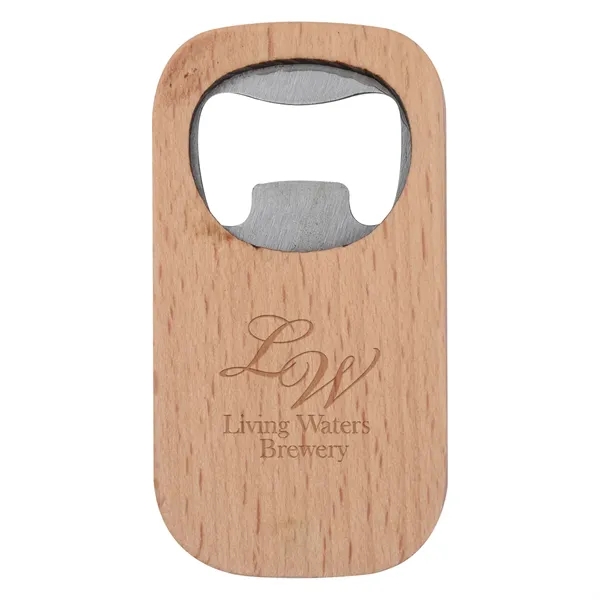 Bamboo bottle opener for quickly cracking into a drink with style.... from ASI 61125 Hit Promotional Products / Hit®