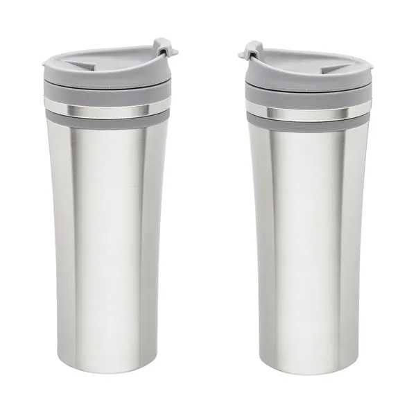 Insulated stainless steel travel tumbler of 15 oz. capacity plus 1... from ASI 37218 Athena Promo (tm)