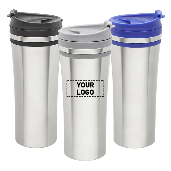 Insulated stainless steel travel tumbler of 15 oz. capacity plus 1... from ASI 37218 Athena Promo (tm)
