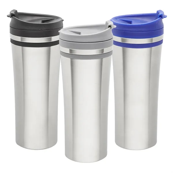 Insulated stainless steel travel tumbler of 15 oz. capacity plus 1... from ASI 37218 Athena Promo (tm)