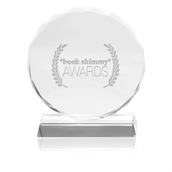 Round edge crystal glass award with carved edges and a sturdy... from ASI 39552 BEL Promo