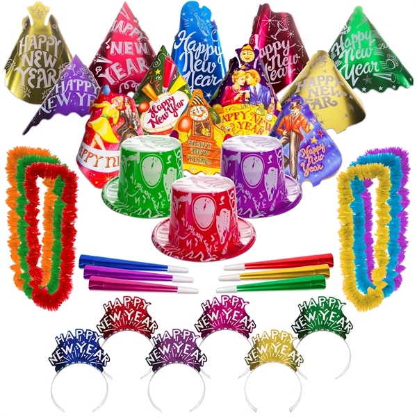 Bright and bold New Year's Eve party kit for 100 people... from ASI 42016 Brighter Promotions Inc