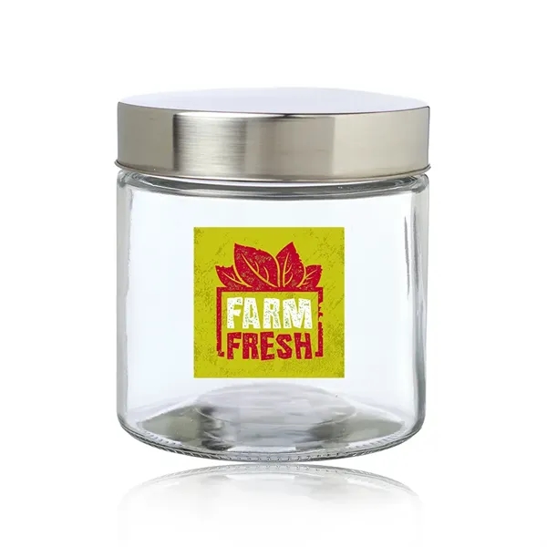 27 oz. promotional glass candy jar with iron lid.... from ASI 39552 BEL Promo