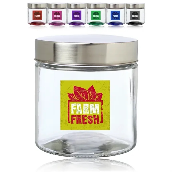 27 oz. promotional glass candy jar with iron lid.... from ASI 39552 BEL Promo