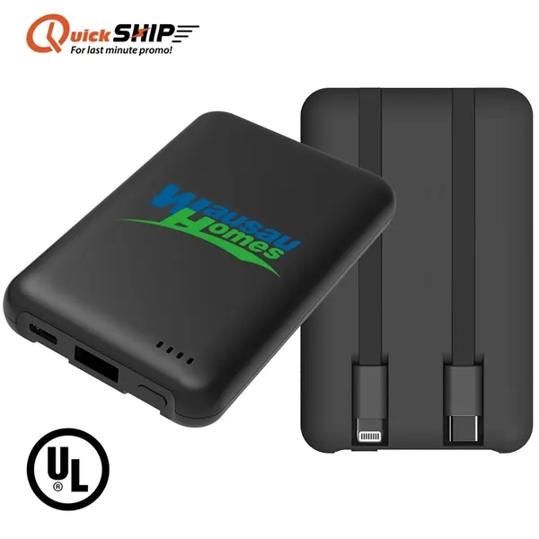 UL Corded PowerLink 5000: UL-certified, 5000mAh power bank. Built-in USB-C/Lightning cables... from ASI 90154 Sunjoy Group Inc