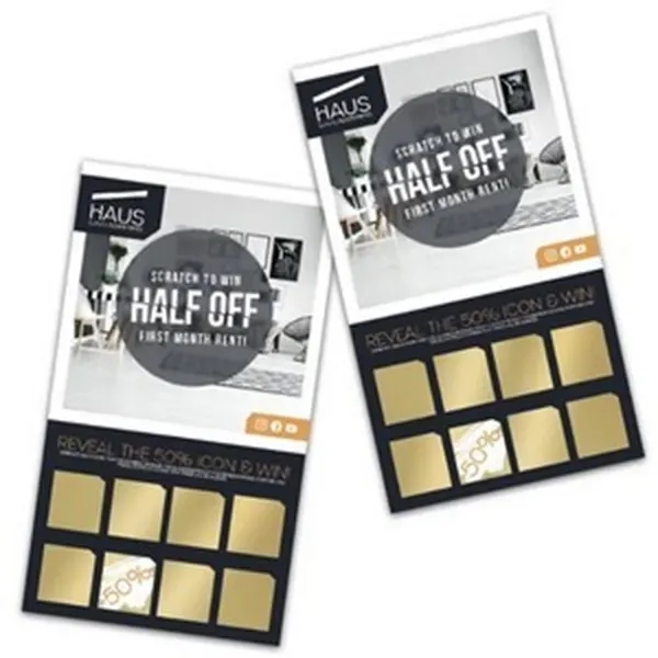 Winning is fun! Business card sized Scratch-N-Win card with gold scratch-off... from ASI 43530 California Tattoos