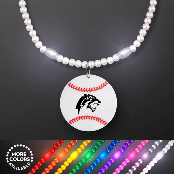LED Bead Necklace with Baseball Medallion; Imprinted Pricing... from ASI 34194 ALightPromos / Alight Promotional Products