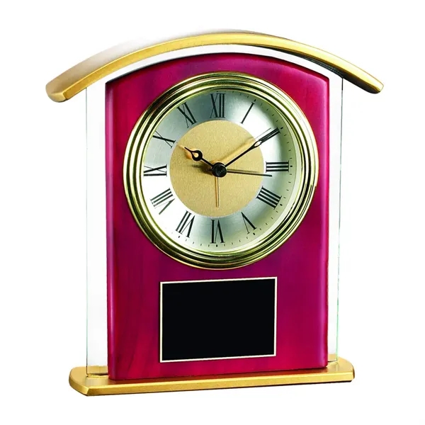 Rosewood, clear and gold 6 1/2" clock.... from ASI 84592 St Regis Group