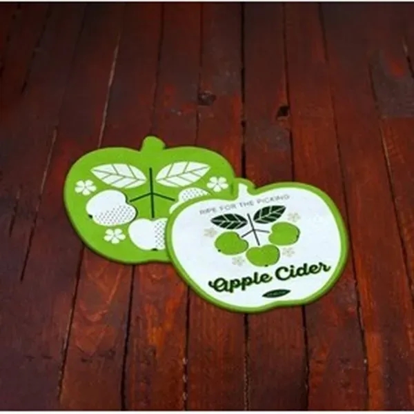 Apple-shaped drink coaster made from medium-weight pulpboard with 2-sided customization.... from ASI 43530 California Tattoos