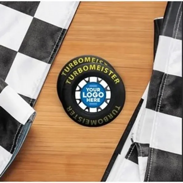 From start to finish line - this 4" round racing coaster... from ASI 43530 California Tattoos