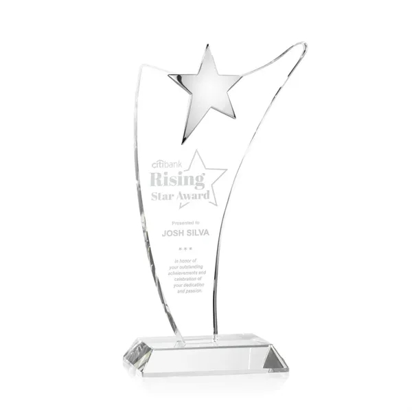 Optical crystal tall free flowing award topped with a chrome star.... from ASI 84592 St Regis Group / St Regis