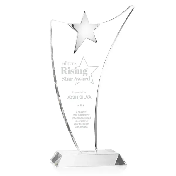 Optical crystal tall free flowing award topped with a chrome star.... from ASI 84592 St Regis Group / St Regis
