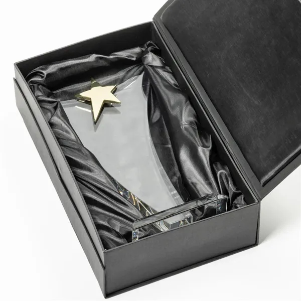 Optical crystal tall free flowing award topped with a chrome star.... from ASI 84592 St Regis Group / St Regis