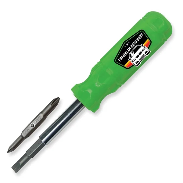 7.25"W x 1.25" Diameter screwdriver multi-tool with flat blades, Phillips heads... from ASI 54040 Fey Promo / Mi Line by Fey