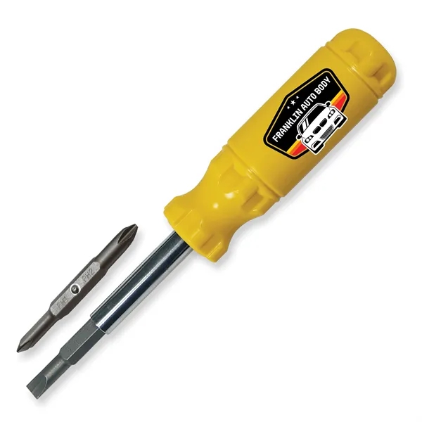 7.25"W x 1.25" Diameter screwdriver multi-tool with flat blades, Phillips heads... from ASI 54040 Fey Promo / Mi Line by Fey