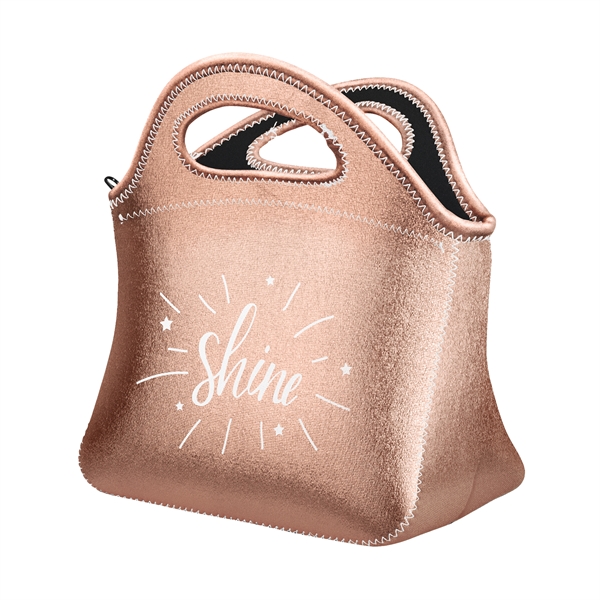 Metallic neoprene zippered lunch tote with dual handles, zipper closure, colored... from ASI 74710 Numo / NUMO