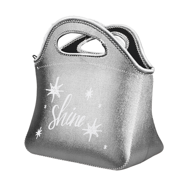 Metallic neoprene zippered lunch tote with dual handles, zipper closure, colored... from ASI 74710 Numo / NUMO