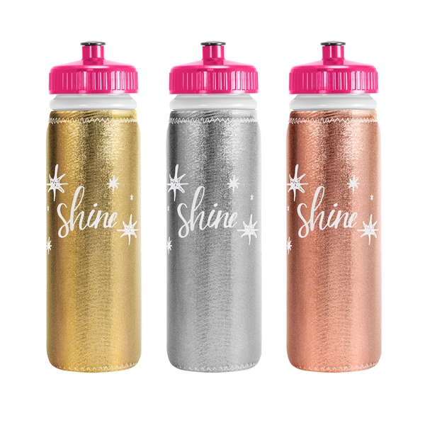 Metallic LDPE sports bottle with 22-oz. capacity, sewn-in bottom, colored stitching... from ASI 74710 Numo / NUMO