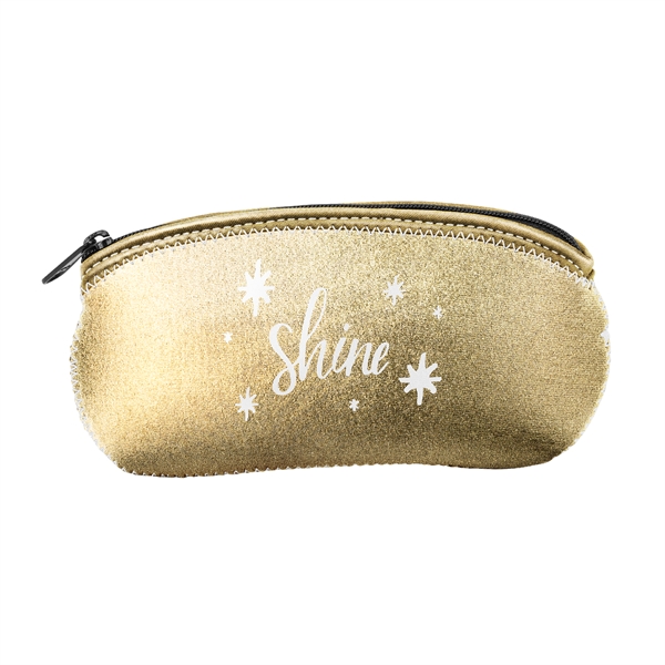 Metallic neoprene eyeglass case with zippered closure, colored stitching and bias... from ASI 74710 Numo / NUMO