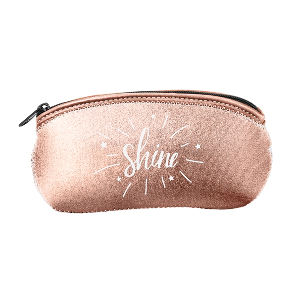 Metallic neoprene eyeglass case with zippered closure, colored stitching and bias... from ASI 74710 Numo / NUMO