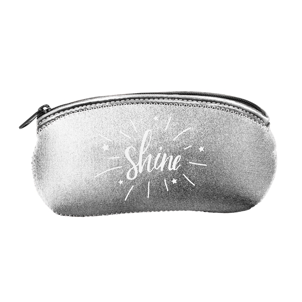 Metallic neoprene eyeglass case with zippered closure, colored stitching and bias... from ASI 74710 Numo / NUMO