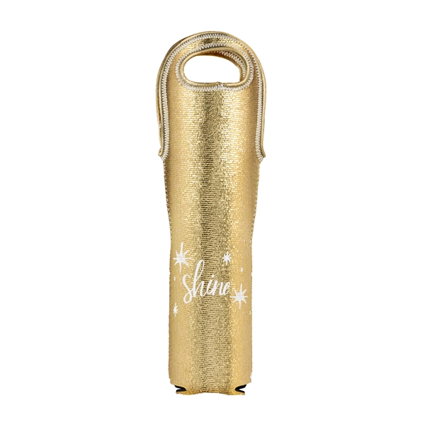 Metallic neoprene wine caddy with dual handles, colored stitching and bias... from ASI 74710 Numo / NUMO Kolder