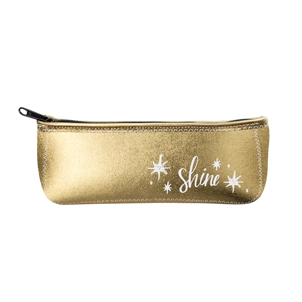 Metallic neoprene storage pouch with zippered closure, gusseted pouch, colored stitching... from ASI 74710 Numo / NUMO