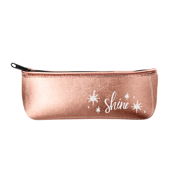 Metallic neoprene storage pouch with zippered closure, gusseted pouch, colored stitching... from ASI 74710 Numo / NUMO