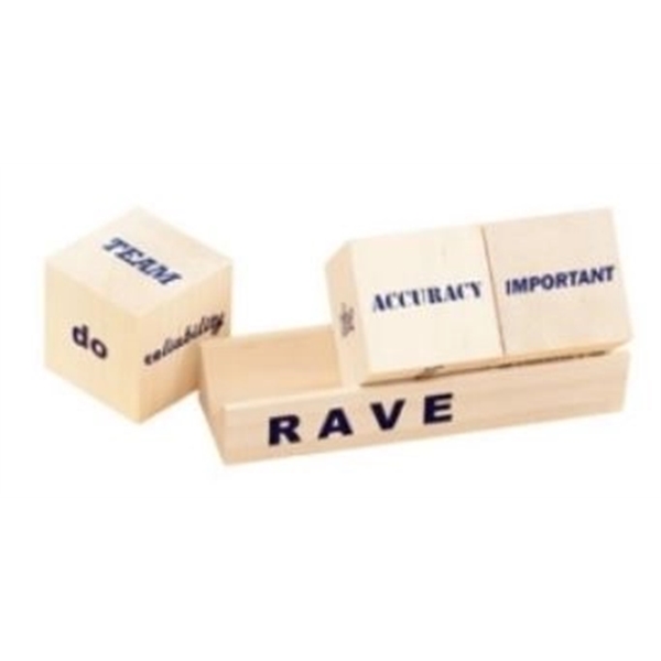 The 1 3/4" x 1 3/4" wood block dies are color-printed... from ASI 92531 Unique Custom Products / UCP