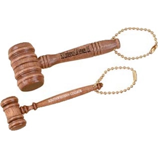 The 3 1/2" wood gavel keychain is made from eco-friendly and... from ASI 92531 Unique Custom Products / UCP
