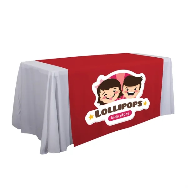 57" laser cut table runner made of polyester poplin with customization.... from ASI 87188 Showdown Displays