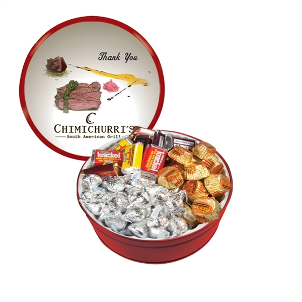 Tin filled with multiple filler options of good gift snacks and... from ASI 61125 Hit Promotional Products