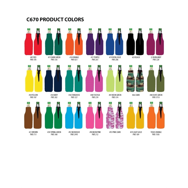 Long-neck bottle insulator made of neoprene with zipper.... from ASI 92868 US Poly Enterprise Inc / The Poly Line