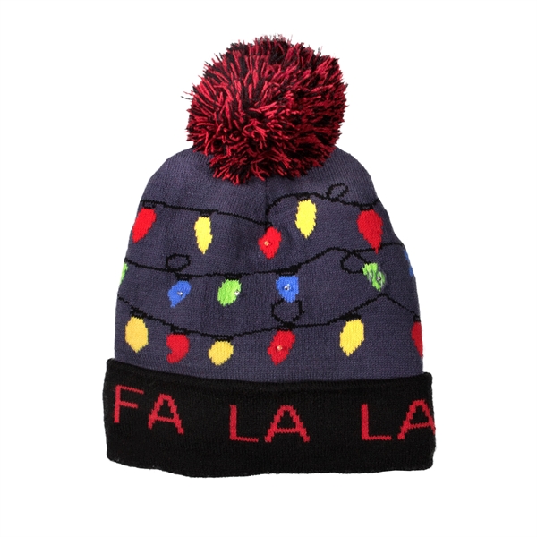 LED "Fa La La" light-up, knit beanie hat.... from ASI 42016 Brighter Promotions Inc