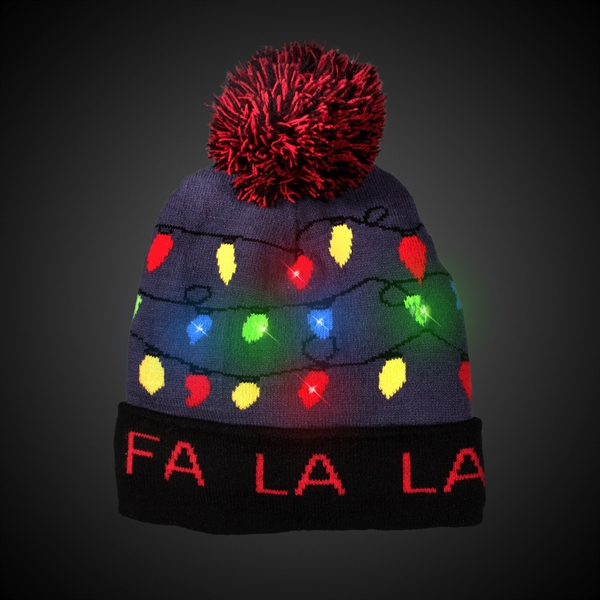 LED "Fa La La" light-up, knit beanie hat.... from ASI 42016 Brighter Promotions Inc