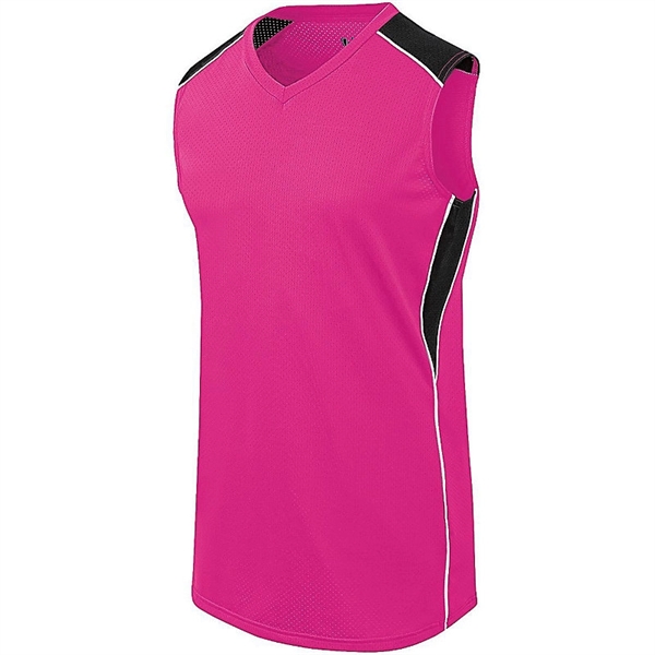Girls sleeveless softball jersey with v-neck collar, 100% polyester wicking fabric.... from ASI 37461 Augusta Sportswear