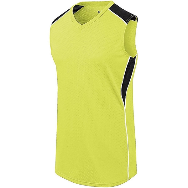 Girls sleeveless softball jersey with v-neck collar, 100% polyester wicking fabric.... from ASI 37461 Augusta Sportswear