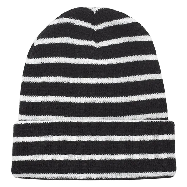 Striped acrylic knitted beanie plus embroidery on 1 location... from ASI 37218 Athena Promo (tm)