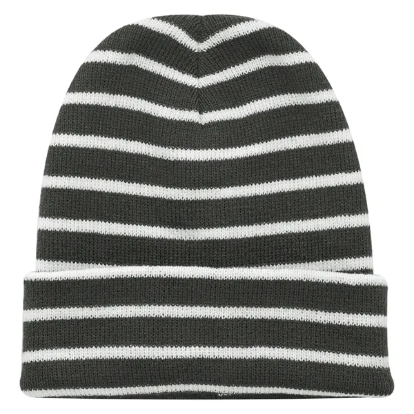 Striped acrylic knitted beanie plus embroidery on 1 location... from ASI 37218 Athena Promo (tm)