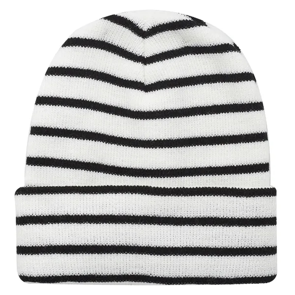 Striped acrylic knitted beanie plus embroidery on 1 location... from ASI 37218 Athena Promo (tm)