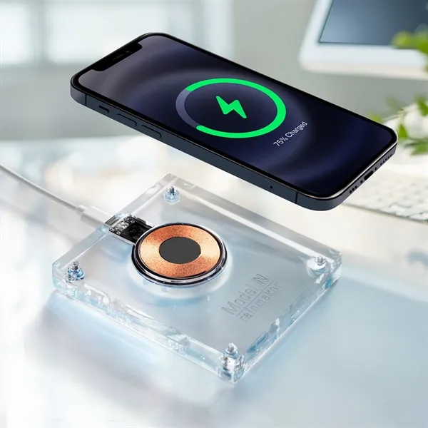 A modern looking, fast wireless charger with an eye catching clear... from ASI 91435 Tomax USA / Tomax